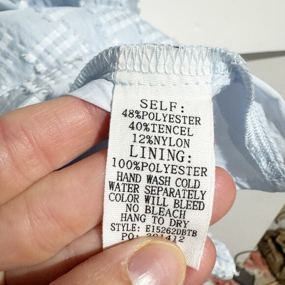 Baltic Born Women XS Sommer Short Dress Light Blue Puff Sleeves A Lime Textured - Picture 6 of 7